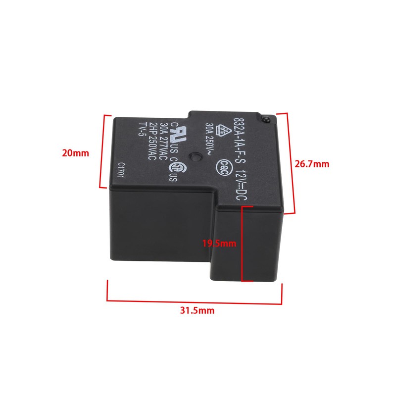 OTOTEC 2 Pcs 832A-1A-F-S 12VDC 30A 4 Pins Power Relais