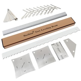 Guitar Setup Kit Luthier Repair Tools with 16" Fret Leveler Sanding Beam, Guitar Neck Notched Straight Edge, Guitar Radius Gauge Set, String Action Ruler Gauge, Fret Rocker, Feeler Gauge (Gold)