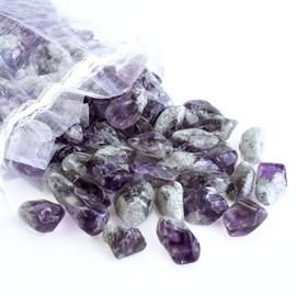 Sisamn Polished Amethyst Crystal Points Bulk 0.9 Lb Small Chip Stone Irregular Rock for Tumbling Healing Meditation Vase Filler Fish Tank Rocks