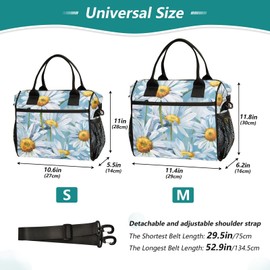 senya Lunch Bag Women Insulated Lunch Box Wide-Open Lunch Tote Daisy Watercolour Reusable Cooler Lunchbox Handbag Organizer for Work Picnic Hiking