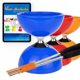 Juggle Dream Carousel Diabolo Juggling Set - Triple Ball Bearing Axle - with Aluminium Handsticks and Online Learning Video - Juggling (Blue)