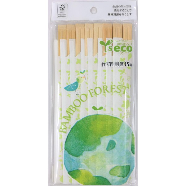 Yanagi Products YE-031 Split Chopsticks, Bamboo Cutting Chopsticks, Bag Included, 8.3 inches (21 cm), 15 Pairs, Environmentally Friendly