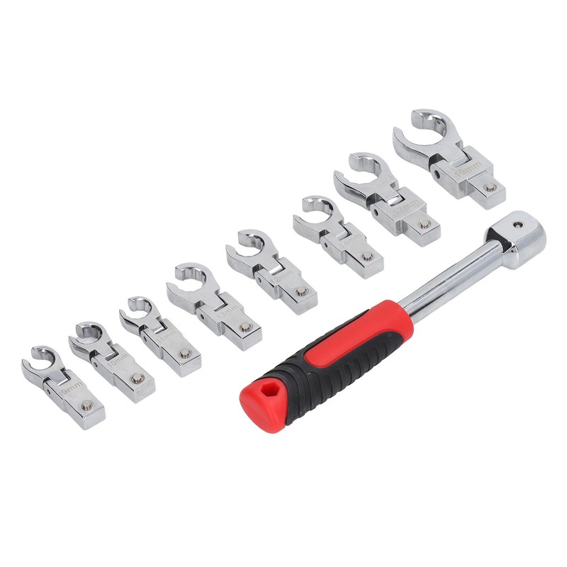 9Pcs Replaceable Wrench Set Flexible Head 180° Rotating Torsion Wrench