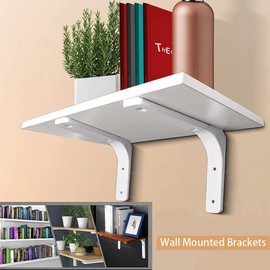 4 Pcs Shelf Bracket Corner Brace Angle Bracket Shelf Support Wall Hanging 250mm*200mm,Metal L Bracket for Shelves, Wall Mounted Shelf Supports Brace Heavy Duty for Living Room Kitchen Office