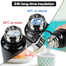 Mightyduty Stainless Steel Flask, 610 ml, 800 ml, 1100 ml, 1500 ml, Vacuum-insulated Water Bottle, Stainless Steel Flask, 6 - 24 Hours Hot or Cold, Double Wall-insulated Sports Water flask, black, 1500ml