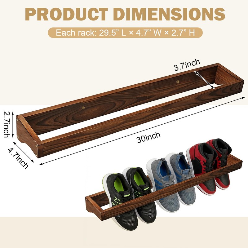 Dojomadf 3 Pcs Wall Mounted Shoe Rack, 30 Inch Wall