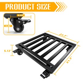 NULTRUMA 22" Heavy Duty Plant Caddy with Wheels, 600lbs Large Metal Plant Stand on Rollers, Square Plant Dolly with Lockable Caster Wheels, Rust-Proof Planter Trolley for Indoor Outdoor Use