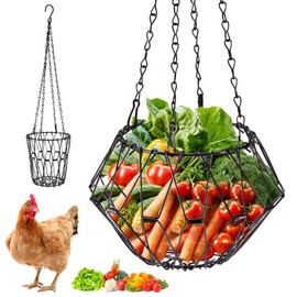 DEECOZY Chicken Vegetable Hanging Feeder, 16.5 Inch Foldable Chicken Feeder, Poultry Fruit Holder with 4 Chains for Hanging, Feeder, Vegetable Holder & Fruit Feeder for Chickens, Chickens, Duck