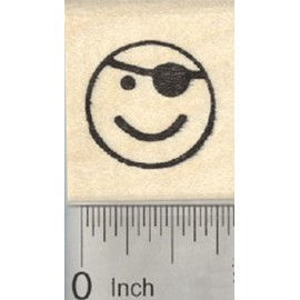 Pirate Emoji Rubber Stamp, with Eye Patch.75 inch Size