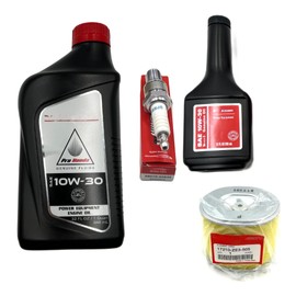 Genuine Tune up kit for GX340 GX390 engines with 44 fl.oz Genuine Motor Oil 10W30 GENUINE AIR FILTER [17210-ZE3-505] and Spark Plug [98079-55846] [BPR5ES]