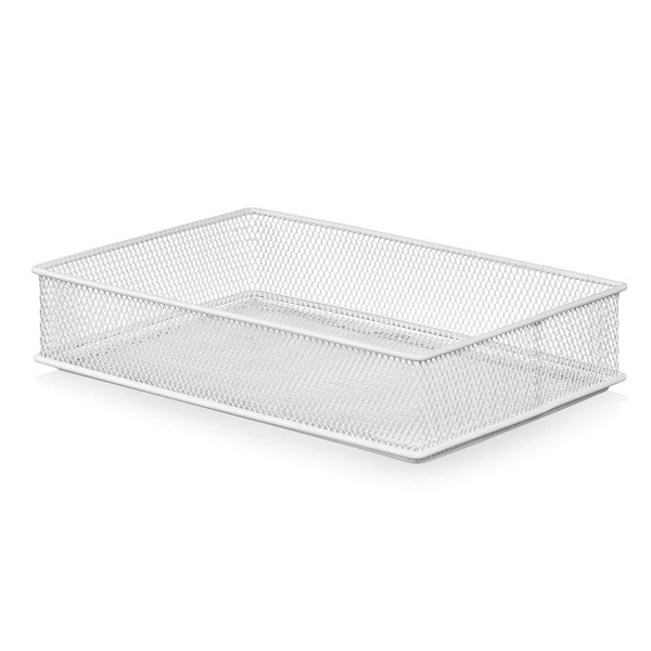 YBM HOME White Mesh Drawer Cabinet and or Shelf Organizer Bins, School Supply Holder Office Desktop Organizer Basket (2, 6x9x2 Inch)