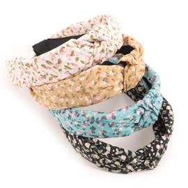 AQOKKA Knotted Headbands for Women Girls Non Slip Boho Wide Top Knot Turban Hairbands Fashion Ribbing Head Wraps Hair Bands Accessories