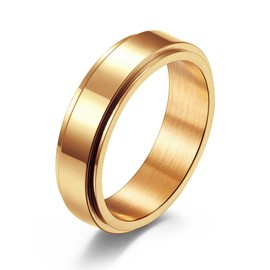 MOROYA 14K Gold Plated Anti Anxiety Ring for Women Men Sun Star Moon Stainless Steel Fidget Ring Gold Spinner Ring Band with Black Box Packed, Stainless Steel, stainless-steel