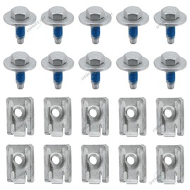 10 Set Silver Dacromet Car Body Bolts U-nut Clip M6 Engine Cover Splash Shield Guard Bumper Fender Retainer Fastener Grade 8.8 Screws
