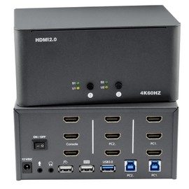 KVM Switch 3 Monitors 2 Computers, HDMI 4K@60Hz KVM Switch with USB3.0, 2 Computers Share One Set of Keyboard, Mouse and Monitors, Supports Windows/Mac/Linux (KVM Switch 3 Monitors 2 Computers)