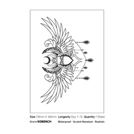 kobench Cool Temporary Tattoos,Abstract Winged Insects - K198 Design,Waterproof,Easy-to-Apply,Long Lasting 1-2 Weeks, Plant-Based,Wings Tattoos