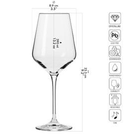 Krosno Large White Wine Glasses | Set of 6 | 13.2 oz | Avant-Garde Collection | Crystal Glass | Perfect for Home, Restaurants and Parties | Dishwasher Safe