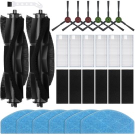 BUXEBUX Replacement Accessories Kit for Tikom G8000/G8000 Pro/HONITURE G20/G20 Pro/Airzeen G20 Pro/Laresar Evol 3/3S Robot Vacuum Parts,2Main Brush,6Side Brushes,6Hepa Filters,6Mop Pads,1Clean Tool