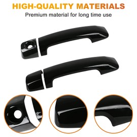 Set of 4 Gloosy Black Door Handle Covers Compatible with 2007-2019 2020 2021 Toyota Tundra 4Dr Crew Cab and 2007-2021 Toyota Sequoia