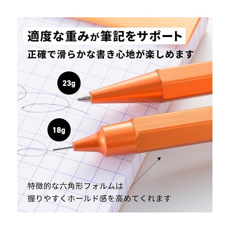Rodia Ballpoint Pen Script 0.7mm Hexagonal Axis Aluminum Body Hairline