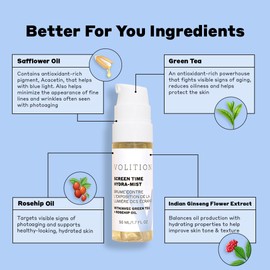 Volition Beauty Screen Time Hydra-Mist with Green Tea + Rosehip Oil | Moisturizing Facial Mist Helps Reduce Look of Fine Lines from Photoaging | Calms Redness, Nourishes & Soothes | Vegan