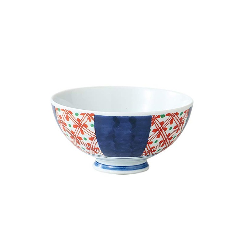 Hasamiyaki 31175 Krasino Tsuwa Rice Bowl, Dyed and Brocaded Pattern,