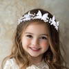 Campsis Butterfly Flower Girl Headpiece White Crystal Wedding Hair Band