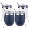 12oz/4 Pack Stainless Steel Wine Tumbler with Lids, Double WallVacuum