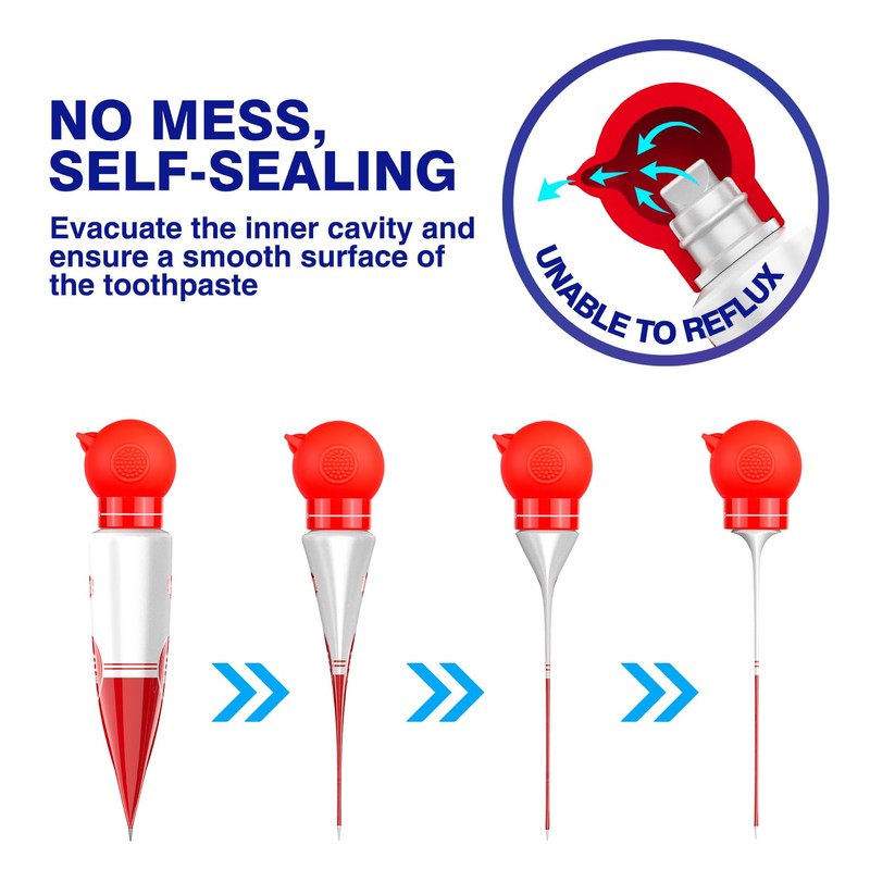 Toothpaste Dispenser with Self-Closing Cap No Mess No Waste, Fits