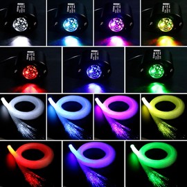 AZIMOM Mini 6W Twinkle 550pcs0.03in 9.8ft Fiber Optic Starlight Headliner+180pcs Fiber Pure White Meteor Shooting Star for Car Home, End Glow Fiber Strands Sound-Activated APP& Remote Control