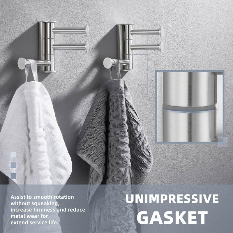 Suyar Swivel Robe Hooks 3 Arms, SUS 304 Stainless Steel