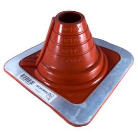 #2 (1/4" to 3-1/4") DEKTITE Square Base Combo Pipe Flashing Boot: RED High Temp Silicone Square Base Flexible Pipe Flashing Dektite (DC202REC)