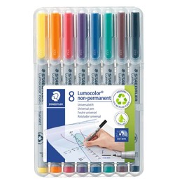 Staedtler Lumocolor 8 Count Assorted Color Fine Point Markers for Office School