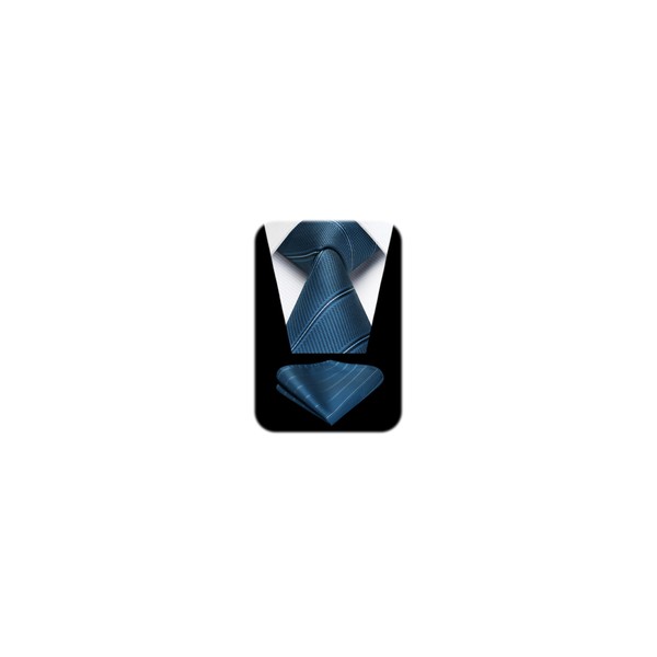 Hisdern HTC-01S Men's Formal Necktie With Square, 3.3 inches (8.5