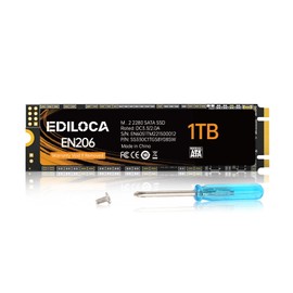 EDILOCA EN206 SSD 1TB M.2 2280 3D TLC with NAND Flash SATA III 6Gbps Error Correction Function Low Power Consumption Shock Resistant Internal SSD (1TB)