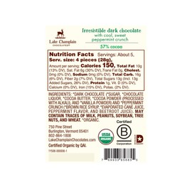 Lake Champlain Organic Dark Chocolate Peppermint Coins Gift Bag, 20 Pieces, 5.8 Ounces