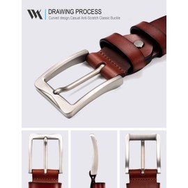 WOLFANT 1.5" Full Grain Leather Belt for Men,100% Italian Solid Durable Leather