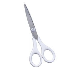 Cainz Stainless Steel Scissors, Total Length: 6.1 inches (155 mm), Blade Length: 2.3 inches (59 mm), White, Round Edge, Smooth, Simple, Stationery, Office, Fashionable, Craft