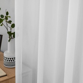 MIULEE 2 Panels Solid Color Sheer Window Curtains Christmas Decoration Smooth Elegant Window Voile Panels/Drapes/Treatment for Bedroom Living Room 55" Wx96 L, Rod Pocket White