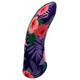 Hawaiian Purple Flowers Hybrid Club Headcover Handmade by BeeJos