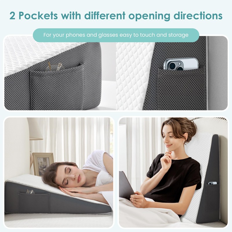 Cozymaker 7.5" Bed Wedge Pillow for Sleeping After Surgery, Back