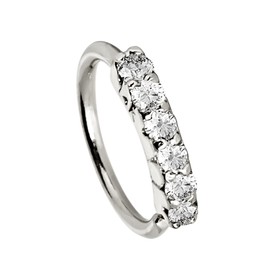 20G 14Kt Nose Ring with Diamonds 6mm-8mm Inside Diameter Nose Hoop - Prong set 0.06ct - 0.07ct Diamond Half Eternity Nose Ring Yellow Gold/Rose Gold/White Gold, Metal, diamond