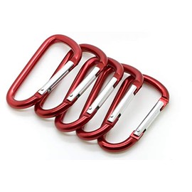 OnDepot 3" Aluminum Carabiner D Shape Buckle Pack, Keychain Clip, Spring Snap Key Chain Clip Hook Buckle (Red (12 Pack))