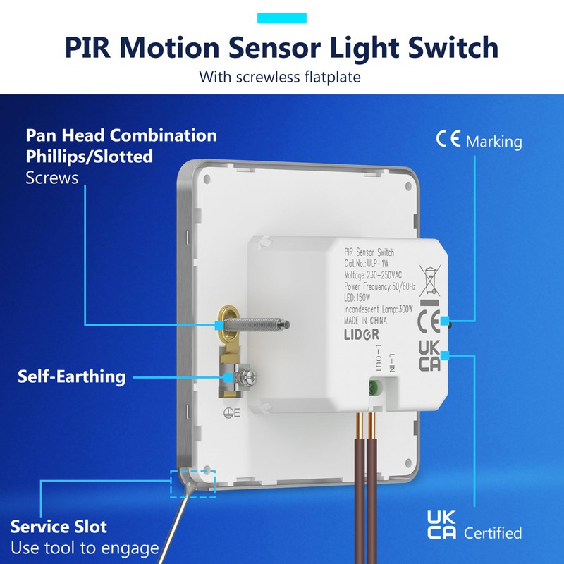 LIDER PIR Motion Sensor Light Switch, Occupancy/Vacancy Modes, Durable Metal