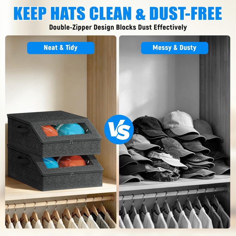 hat organizer,Stackable Hat Storage for Baseball Caps