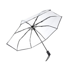 Cosiki Clear Umbrella, Bubble Umbrella Transparent Folding 38.6x22.4in Clear Umbrellas with Frosted Handle for Travel, Business and Daily Life Use (Black)