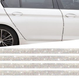 TOMALL Bling Car Door Guard Crash Bumper Crystal Anti-Scratch Strip Sticker Crystals Car Door Bumper Protector Accessory DIY for Interior and Exterior Decoration Styling Accessories AB White