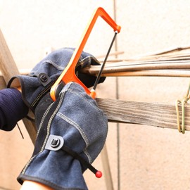 OLSON DEEPAK Leather Work Gloves for Men&Women,Cowhide Gloves for Gardening,Construction,Welding,Chainsaw,Farm,Cotton Lined,Utility (Blue+Black, M)