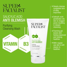 Super Facialist - Anti Blemish Purifying Cleasning Wash with Salicylic Acid & Niacinamide (Vitamin B3) , Face Cleanser & Face Wash for Clean and Clear Skin & Treat Ance, 150ml