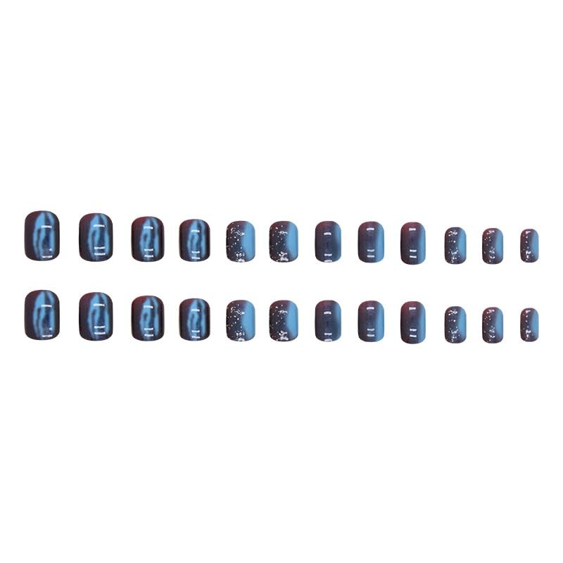 Resweky Short Medium Square False Nails French Print on Nails